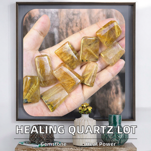 Cristal de Cuarzo Rutilado Dorado Natural, Gema Rutilada Grabada en Forma Rectangular para Sanación Espiritual, Feng Shui, Arte Coleccionable - Product Image 4