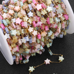 Chaîne de perles coquillages en acier inoxydable plaqué or 18 carats PVD avec perles de nacre, pour bracelet et collier DIY - Product Image 2