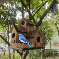Mangeoire à oiseaux en bois massif pour le commerce extérieur, mangeoire suspendue d'extérieur de style pastoral, ornement statue style villa