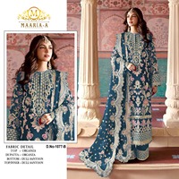 Organza lourd avec broderie séquence travail costume pakistanais pour les femmes mariage et fête porter disponible à un prix abordable