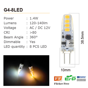 Ampoule LED G4 Base 1.4W DC 12V SMD 2835, blanc chaud 3500K, 150LM, corps en PC, durée de vie 25000H, certifiée CE - Product Image 5