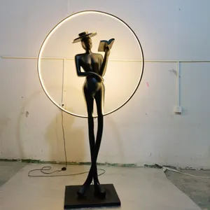 Read Lady Statue Light Decorative Living Room Human Sculpture Floor Lamp Post Modern Sculpture Artwork Beauty Display