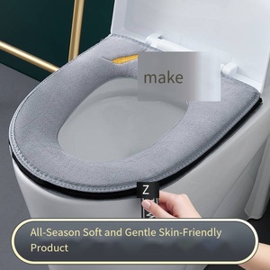 Funda de Asiento de Inodoro de Felpa Gruesa y Ecológica para Invierno, con Cierre de Cremallera, Lavable a Máquina, para Uso en el Hogar en Todas las Estaciones, Tapete de Baño - Product Image 2