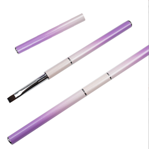 Kit de pinceaux à ongles personnalisés avec manche métallique violet, double face, double embout, stylo à points, poils en nylon, pinceau pour nail art de salon - Product Image 4