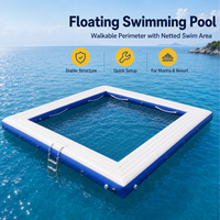 Piscina Inflable Flotante para Adultos con Plataforma de Red para Marina, Resort o Club, Personalizable
