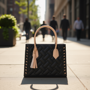 Sac fourre-tout matelassé noir Fana Catalina pour femme, grande capacité, bandoulière, trois poignées, motif géométrique, sac à main de luxe - Product Image 2