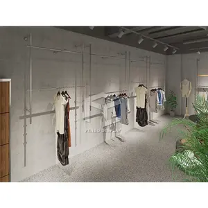 पुरुषों के कपड़ों की दुकान इंटीरियर डिजाइन भारी शुल्क कपड़े रेल मुक्त खड़े कपड़े फांसी पोल खड़े हो जाओ परिधान प्रदर्शन कपड़े रैक