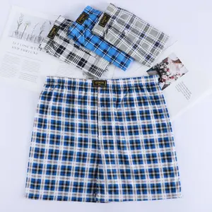 UOKIN Stock Men's Pack Of 12 Mix Colors Button Fly Loose Fit Tartan Plaid Pattern Boxer Shorts Assorted Boxers Polyester A5473