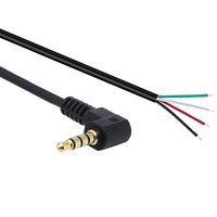 TRRS 4 pôles stéréo 1/8 "3.5mm prise mâle à 90 degrés vers fil nu câble Audio à extrémité ouverte pour casque casque écouteur Microphone