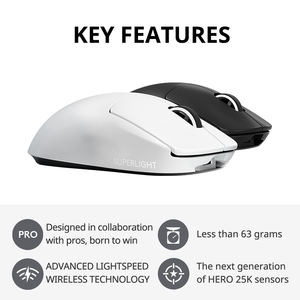 Ratón Inalámbrico para Juegos <span class=keywords><strong>Logitech</strong></span> <span class=keywords><strong>GPW</strong></span> G PRO X SUPERLIGHT, Ratón Inalámbrico Recargable de Modo Dual - Product Image 3