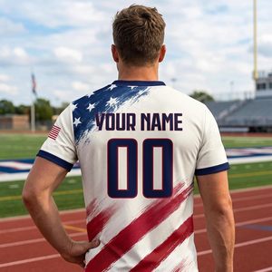 Camiseta de fútbol de EE. UU. personalizada con cuello en V, unisex, transpirable, sublimada, para hombres, mujeres y niños - Product Image 2