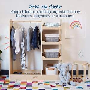 202405 enfants habiller Center avec miroir tout-petits garde-robe en bois placard rose habiller Cubby Center avec miroir pour petites filles - Product Image 6