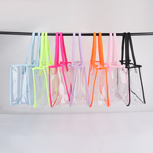 Sac à main de plage pour femme, grande capacité, pratique, en PVC transparent brodé, imperméable, idéal pour l'été, l'automne et le printemps – Nouvelle collection en promotion - Product Image 1