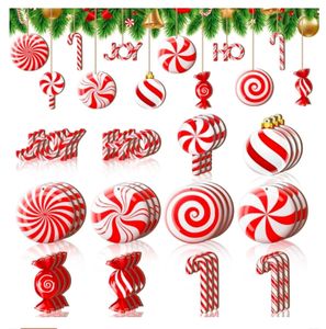 Juego de adornos de Piruleta de caramelo de Navidad, 24 piezas, decoración de árbol de Navidad, colgante de madera para fiesta de decoración del hogar de Año Nuevo - Product Image 1