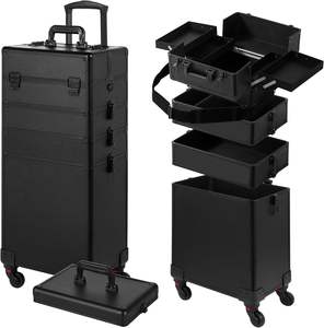 Maletín de <span class=keywords><strong>Maquillaje</strong></span> Profesional 5 en 1 de Aluminio con Ruedas, Cierre de Seguridad, Organizador de Almacenamiento Extra Grande y Resistente para Maquilladores - Product Image 3