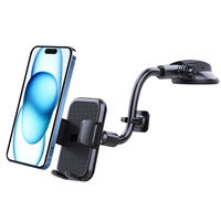 Support de téléphone universel pour voiture à bras long flexible rotatif à 360° en plastique ABS, fixation par ventouse pour pare-brise et support de bureau pour tableau de bord