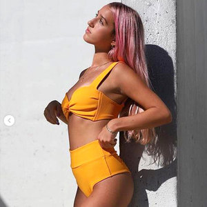 Bikini a vita alta all'ingrosso TW costume da bagno a due pezzi costume da bagno <span class=keywords><strong>donna</strong></span> in tinta unita brasiliano - Product Image 2