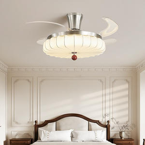 קרם רוח עתיק באמצע מנורת רוח יוקרה נברשת שקטה עם מאוורר תקרה לשימוש ביתי חדר שינה - Product Image 1