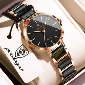 Montre à quartz élégante pour femmes Poedagar 505, de haute qualité, étanche, boîtier rose, bracelet en acier, montre à quartz analogique pour femmes - Product Image 4