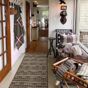 <span class=keywords><strong>Tappeto</strong></span> Runner corridoio antiscivolo 50x150cm motivo geometrico blu <span class=keywords><strong>nero</strong></span> bianco lungo lavabile per ingresso corridoio - Product Image 4