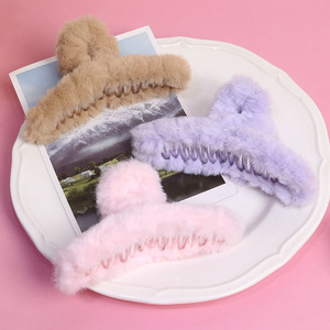 Thanh Lịch Đầy Màu Sắc Cá Mập Clip Thời Trang Mùa Đông Lông Thú Sang Trọng Móng Vuốt Tóc Cho Phụ Nữ PC Chất Liệu Vải Phụ Kiện Bán Buôn Cho Sử Dụng Hàng Ngày - Product Image 3