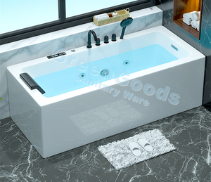 Sannce — baignoire rectangulaire 59 pouces pour salle de bain, <span class=keywords><strong>douche</strong></span> à tremper <span class=keywords><strong>verticale</strong></span> en acrylique, pour deux personnes - Product Image 3