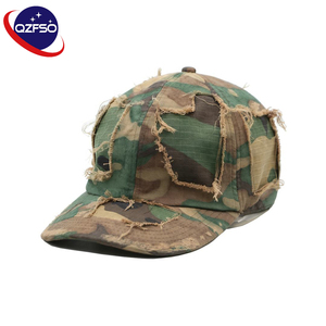 Casquette de baseball QZFSO personnalisée à 6 panneaux, motif camouflage, délavée à l'acide, effet vieilli, non structurée, style camionneur, design vintage, casquette snapback - Product Image 1