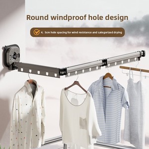 Séchoir mural pliable à <span class=keywords><strong>ventouse</strong></span> transfrontalier en alliage d'aluminium, tringle à linge télescopique pour balcon, sans perçage, pour <span class=keywords><strong>douche</strong></span> - Product Image 2