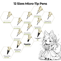 Stylo Micro 02, lot de 6 stylos noirs à pointe fine avec encre archivistique imperméable, stylos à encre fine de 0,28 mm pour l'illustration artistique
