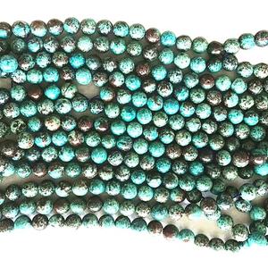 Cuentas redondas naturales de crisocola, piedras preciosas sueltas de estilo americano - Product Image 1