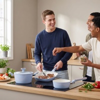 Ensemble de batterie de cuisine en aluminium de haute qualité pour la vente en gros, comprenant casseroles, poêles et faitouts, avec revêtement antiadhésif en céramique