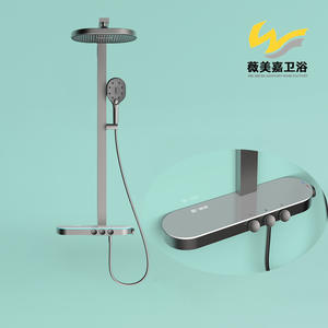 Douche de bain à trois étages chaud/froid, barre carrée d'installation en cuivre massif brossé, finition gunmetal foncé, directement de l'usine Vimijia - Product Image 5