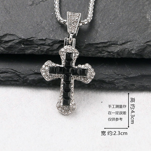 X149 liontin kalung salib logam campuran berlian imitasi terlaris perhiasan desainer merah/biru/Jet/kristal/merah muda kalung liontin kaca