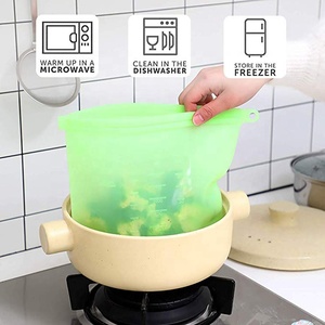 Factory Price Holder Zip Lock Reusable Fresh Food Bag Kitchen Storage Silicon Freezer Bags