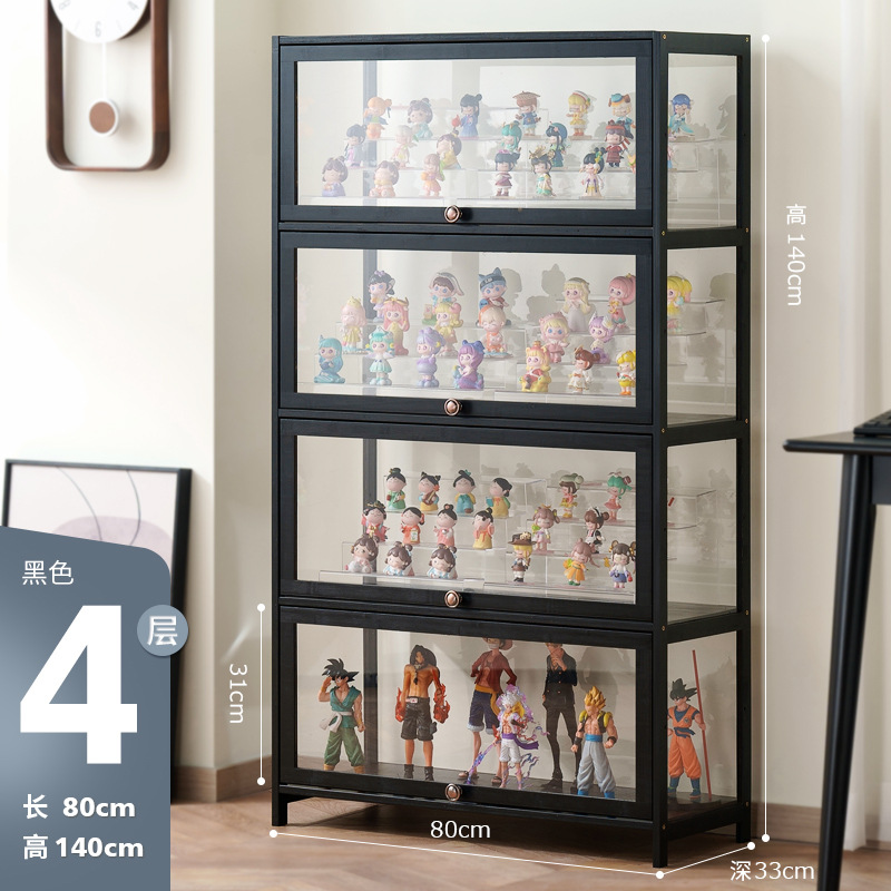 Black [Transparent on all four sides], 80cm long (four doors)