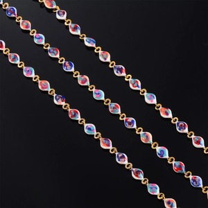 Gold Plated Tarnish Stainless Steel Enamel <b>Bead</b> Bracelet Adjustable <b>Anklet</b> Cable Link Chain Jewelry Gifts for Women Girls - Product Image 5