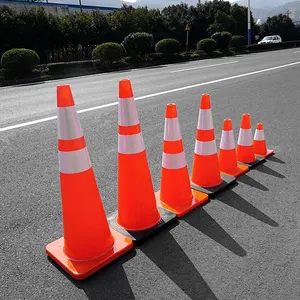 Cone de borracha reflexivo de aviso, alta visibilidade de segurança de estrada de 700mm flexível