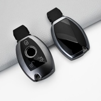 Casing Kunci Mobil TPU Tipis untuk Model Mercedes-Benz, Warna Abu-abu Metalik Lembut, Ringan, Anti Gores