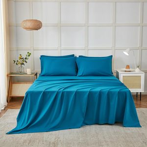 <span class=keywords><strong>Teal</strong></span> Vua Kích thước Sheets <span class=keywords><strong>Set</strong></span> 6 mảnh nhăn phai kháng tấm ga trải giường sợi nhỏ thiết lập - Product Image 2