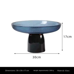 Grande assiette à fruits sur pied personnalisée avec logo, en bleu, rose, noir, ambre, marron, pour la présentation alimentaire - Product Image 6