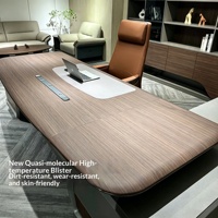 Bureau de direction moderne de luxe, table de patron, grand bureau en forme de L, poste de travail minimaliste, ensemble de mobilier de bureau de direction haut de gamme