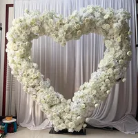 2M/2.4M Witte Rozen Hartvormige Bloemstukken Bruiloft Achtergrond Boog Banket Evenement Podium Ceremonie Decoratie