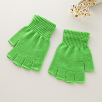 Mode couleur unie gants hiver chaud doigt ouvert hommes et femmes gants en peluche tricoté demi doigt gants