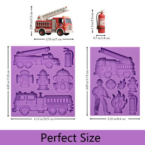 Molde de Silicona para Fondant de Bombero, Ecológico, de 2 Piezas, Rectangular, para Decoración de Pasteles, Cupcakes y Postres - Product Image 4