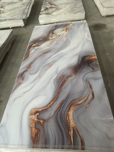 Modern Geometrik PVC Su Geçirmez UV Duvar Panelleri, Mermer Yüksek Parlaklıkta, Ev İçin Kolay Montajlı PVC UV Mermer Duvar Panelleri - Product Image 1