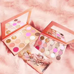 Manufacturer's 15-Color Pink Eyeshadow Palette Waterproof Glitter and Matte Finish Custom Make-Up with Shimmer Powders