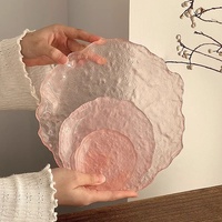 Creatieve roze gletsjer fruitborden restaurant hotel bruiloft onregelmatige serveerschaal rond vierkant dessertbord