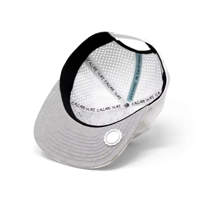 Custom 5 Panel Rubber PVC Logo Waterproof Baseball Cap Laser Cut Hole <b>Flat</b> Brim Perforated Cap Performance Golf <b>Hat</b> - Product Image 5