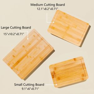 Bamboo Cutting Boards <b>Set</b> Kitchen Accessories Charcuterie Chopping Board <b>Set</b> Wood Chopping Block <b>Set</b> with Holder - Product Image 4