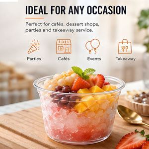 Bol à salade jetable 14 oz, vaisselle en PET épaissi transparente pour fêtes - Product Image 4